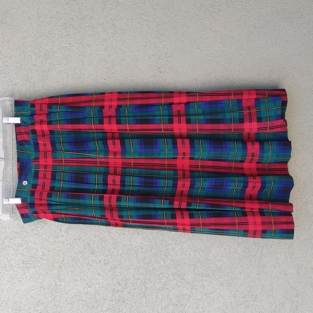Vintage Campus Casuals Plaid Pleated Wrap Skirt 30" Waist VTG Women's 14